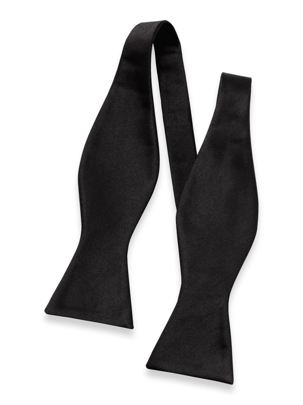 Solid Woven Silk Self-Tie Bow Tie - Black Product Image