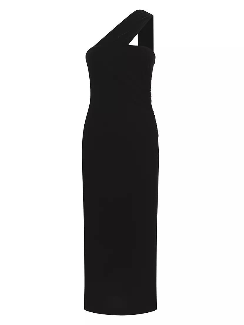 Abbey Velvet One-Shoulder Midi-Dress Product Image