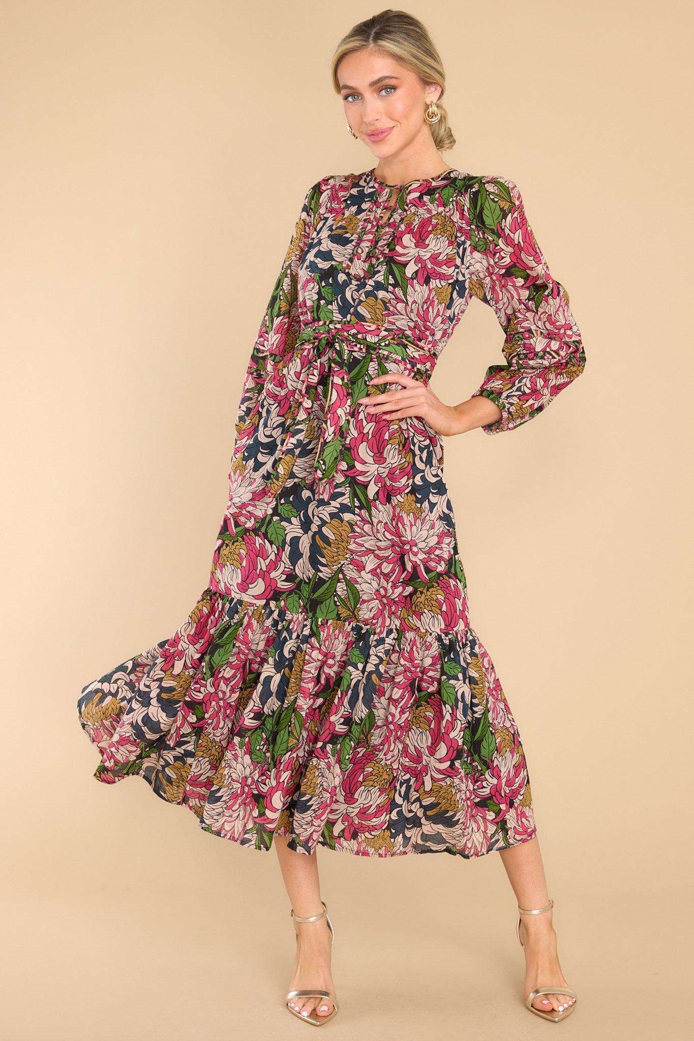 Maeve Peony Midi Dress Navy Product Image