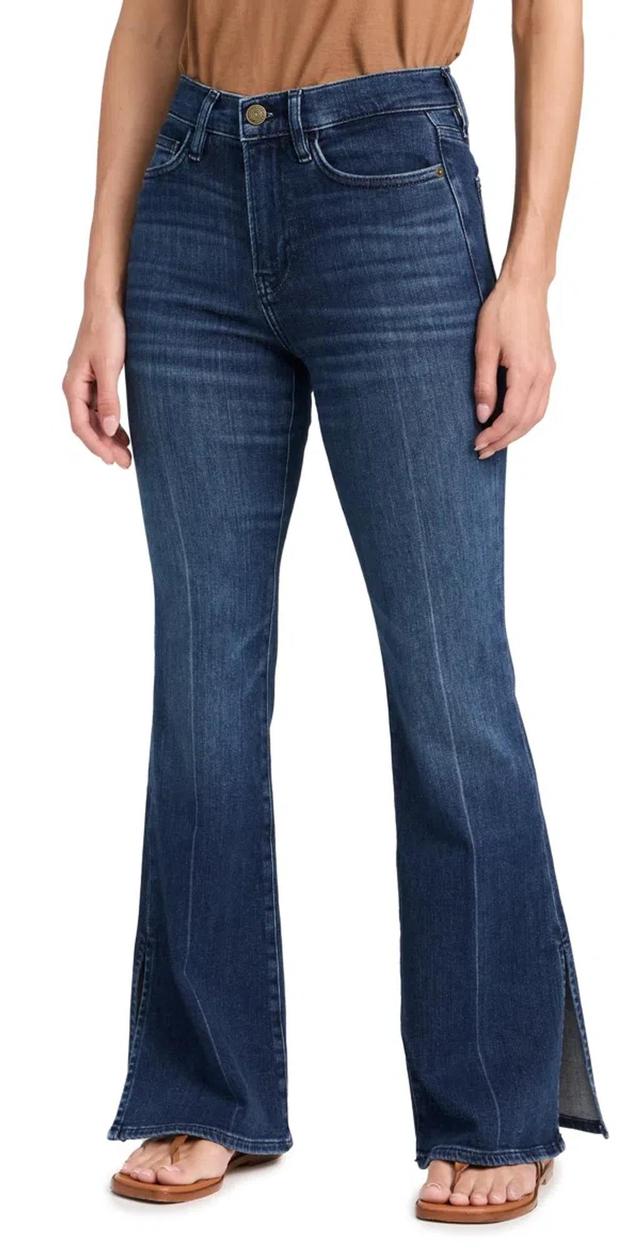 Le Easy Flare Side Slit Jeans In Blue Product Image