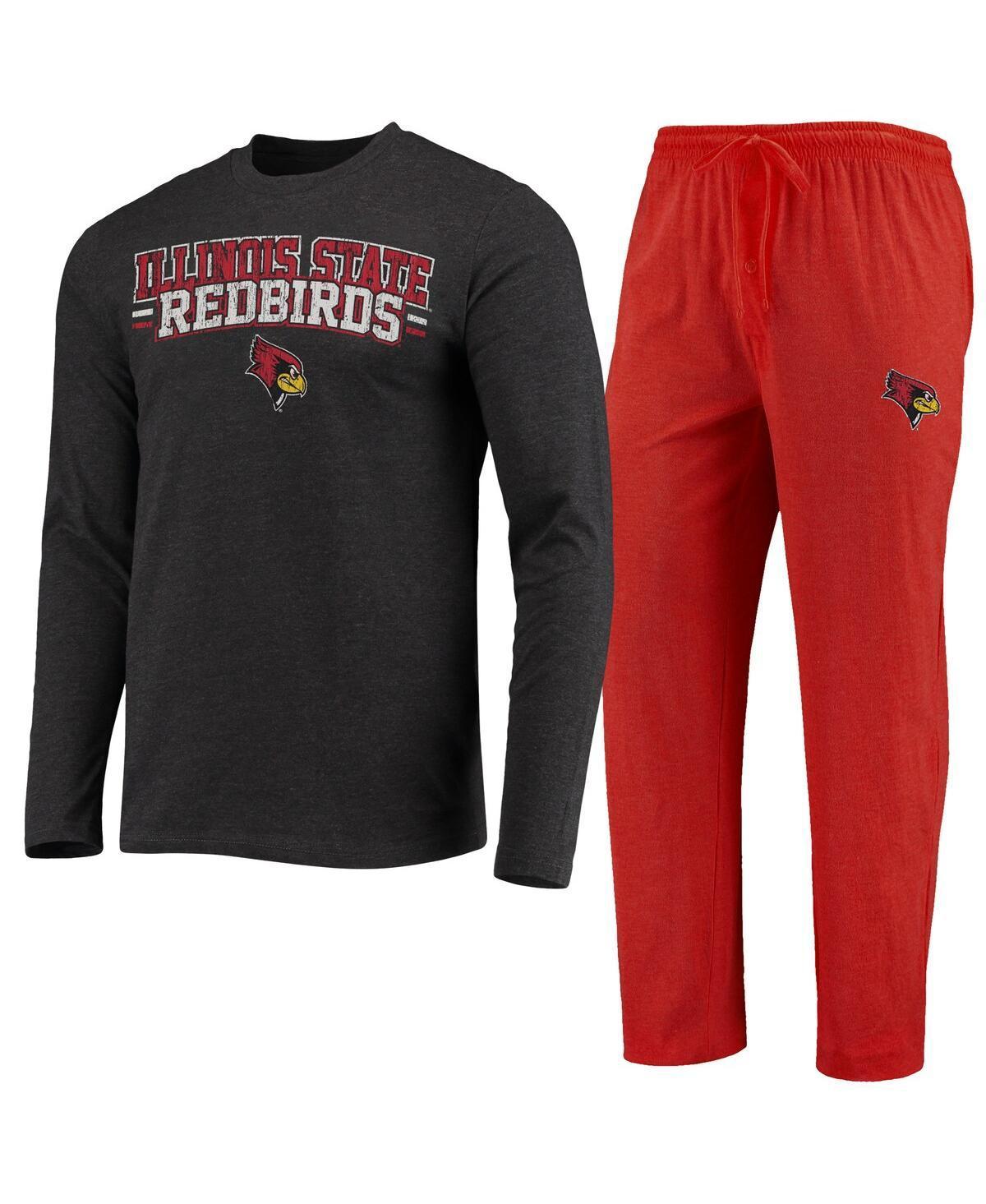 Mens Concepts Sport Red/Heathered Charcoal Illinois State Redbirds Meter Long Sleeve T-Shirt & Pants Sleep Set ILS Red Product Image