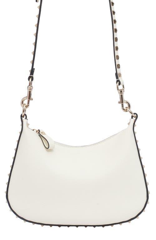 Womens Small Rockstud Hobo Bag In Grainy Calfskin Product Image