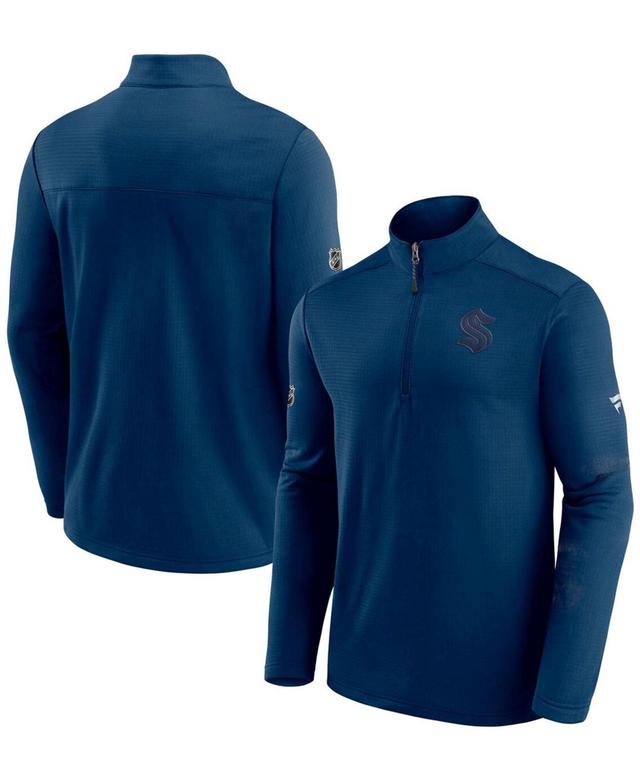 Mens Deep Sea Blue Seattle Kraken Authentic Pro Travel and Training Quarter-Zip Jacket Product Image