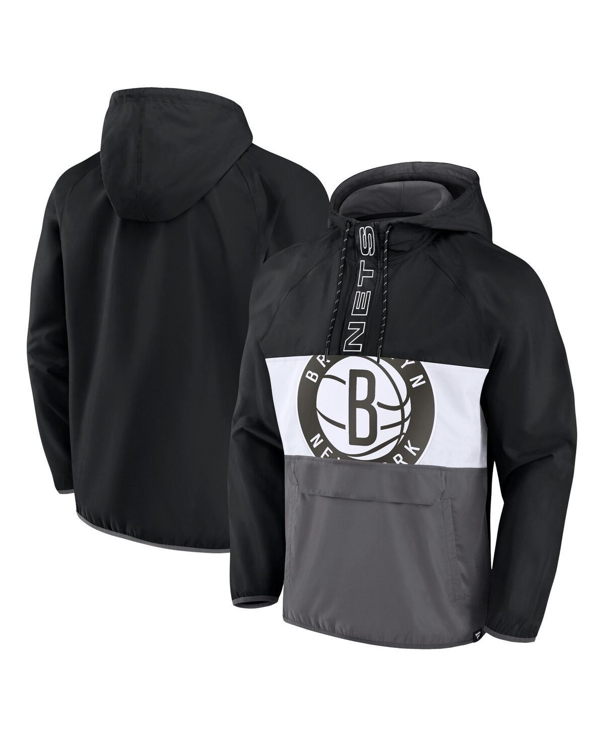 Mens Fanatics Black Brooklyn Nets Anorak Flagrant Foul Color-Block Raglan Hoodie Half-Zip Jacket - Black Product Image