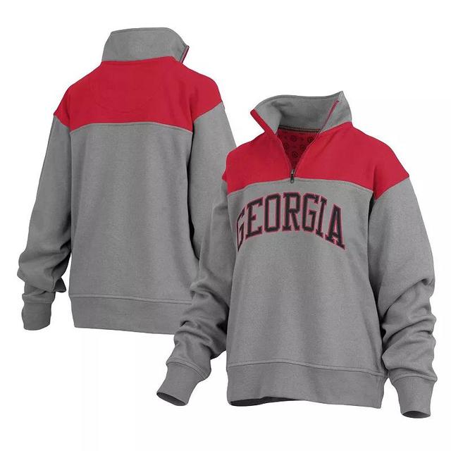 Womens Pressbox Gray Georgia Bulldogs Avon Fleece Quarter-Zip Jacket Product Image