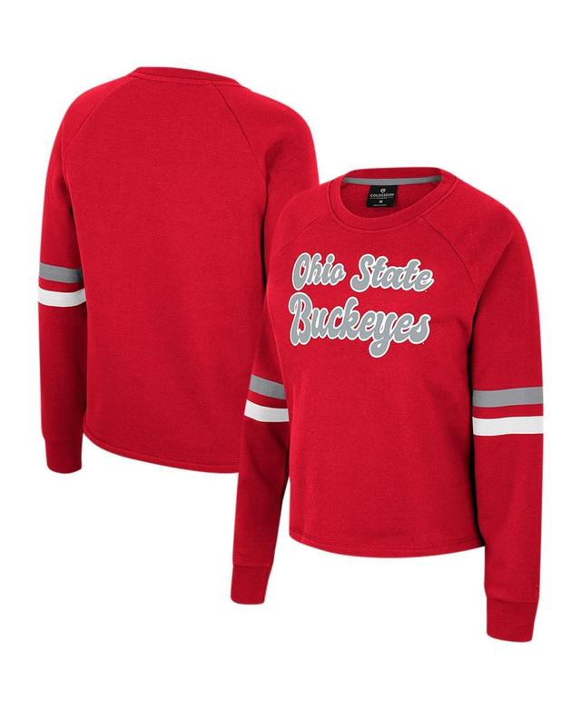 Womens Colosseum Scarlet Ohio State Buckeyes Talent Competition Raglan Pullover Sweatshirt Product Image