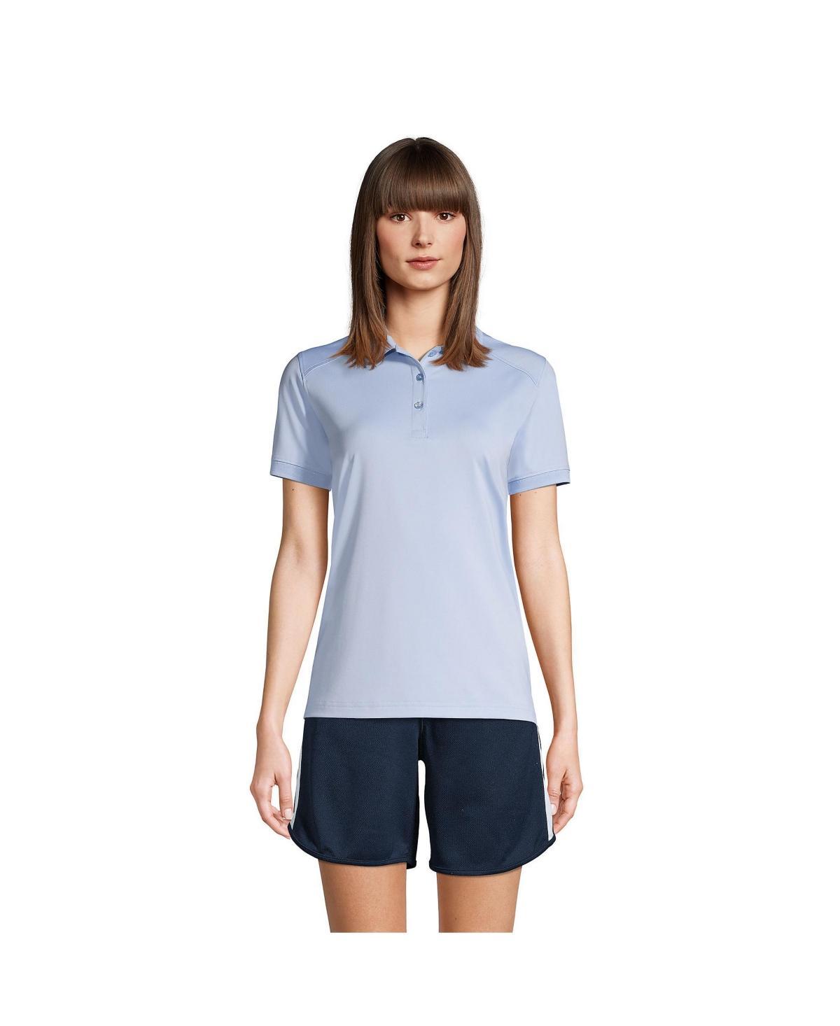 Womens Lands End Short Sleeve Rapid Dry Polo Shirt Dark Blue Product Image