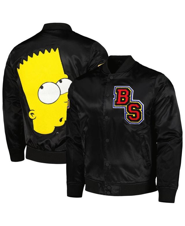 Mens Freeze Max Black The Simpsons Bart Simpson Satin Full-Snap Jacket Product Image