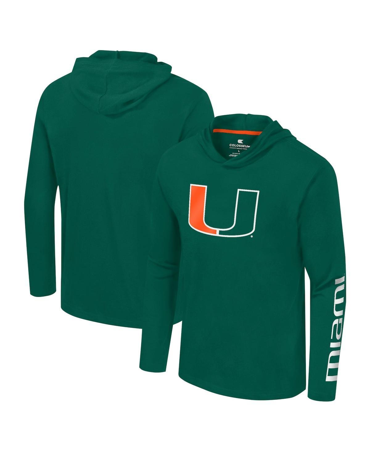 Colosseum Mens Miami Hurricanes Logo Lockup Active Blend Long Sleeve T-Shirt Hoodie Product Image