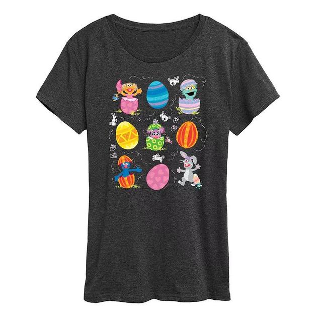 Womens Sesame Street Eggs And Bunny Graphic Tee Blue Product Image