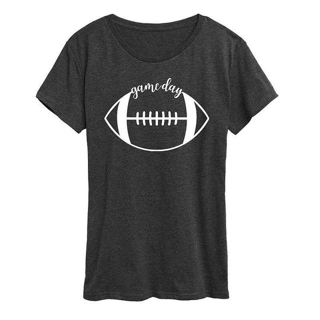 Womens Game Day Football Graphic Tee, Girls Heather Grey Product Image