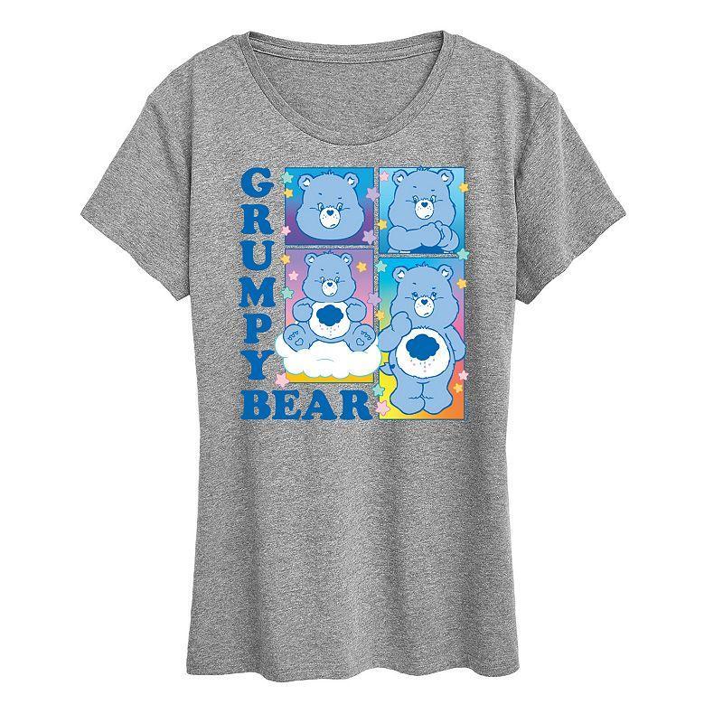 Womens Care Bears Grumpy Bear Grid Graphic Tee, Girls Grey Gray Product Image