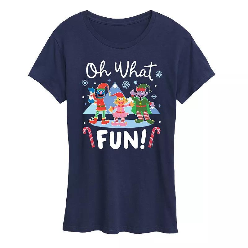 Womens Sesame Street Oh What Fun Graphic Tee, Girls Blue Product Image