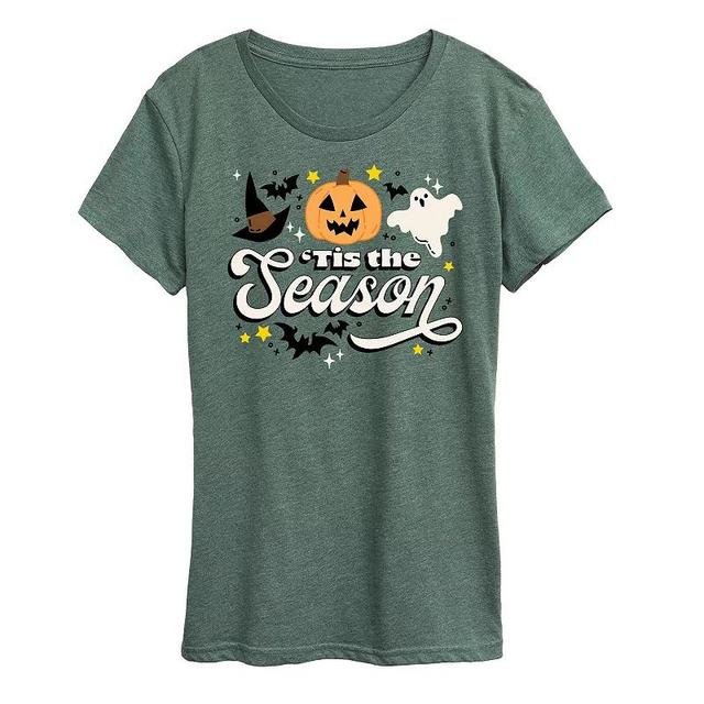 Plus Size Tis The Season Halloween Graphic Tee, Womens Grey Green Product Image