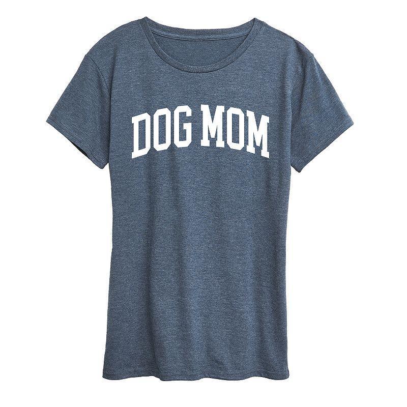 Womens Dog Mom Collegiate Graphic Tee, Girls Heather Grey Product Image