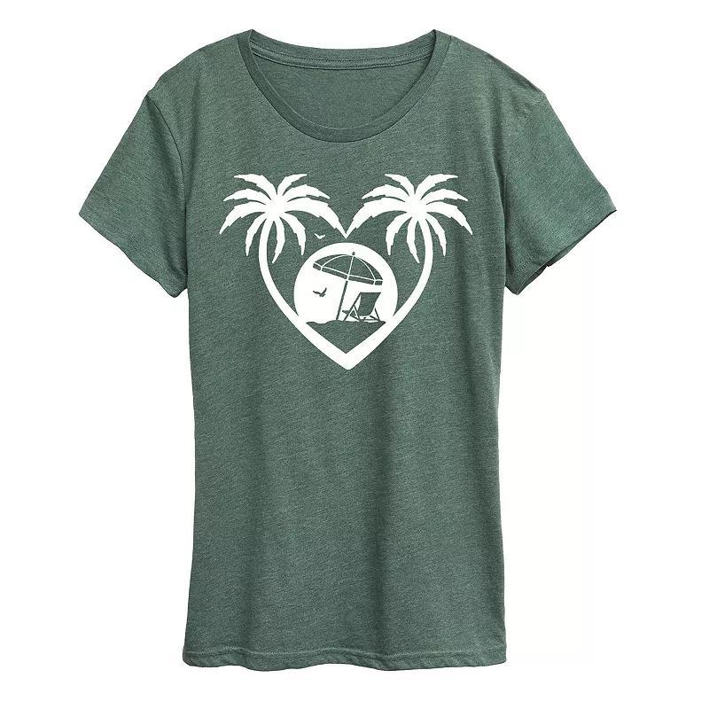 Womens Palm Trees Heart Scene Graphic Tee Product Image