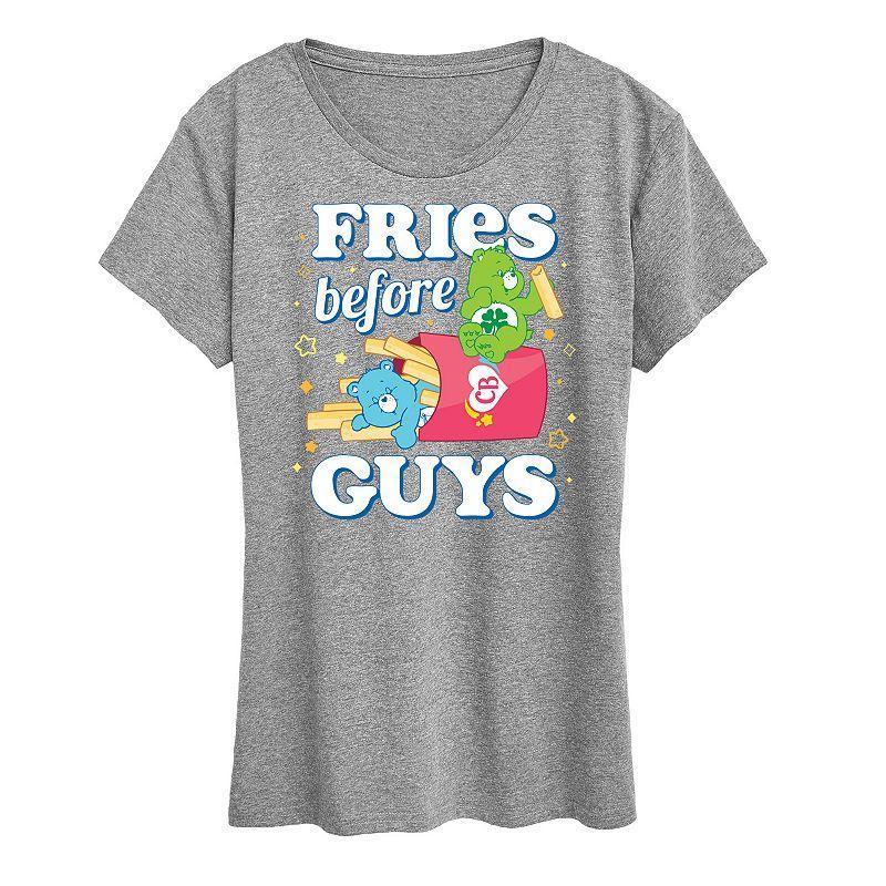 Womens Care Bears Fries Before Guys Graphic Tee Grey Blue Product Image