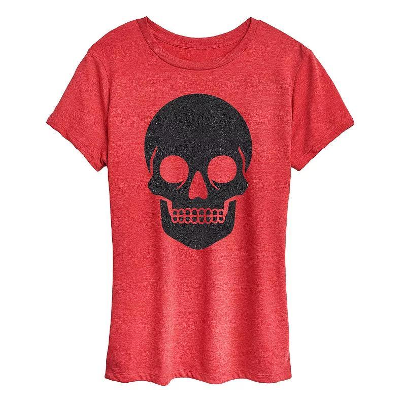 Womens Skull Sparkle Halloween Tee, Girls Product Image