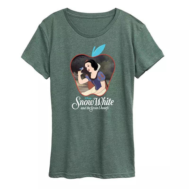 Disneys Snow White Womens Apple Graphic Tee Grey Blue Product Image