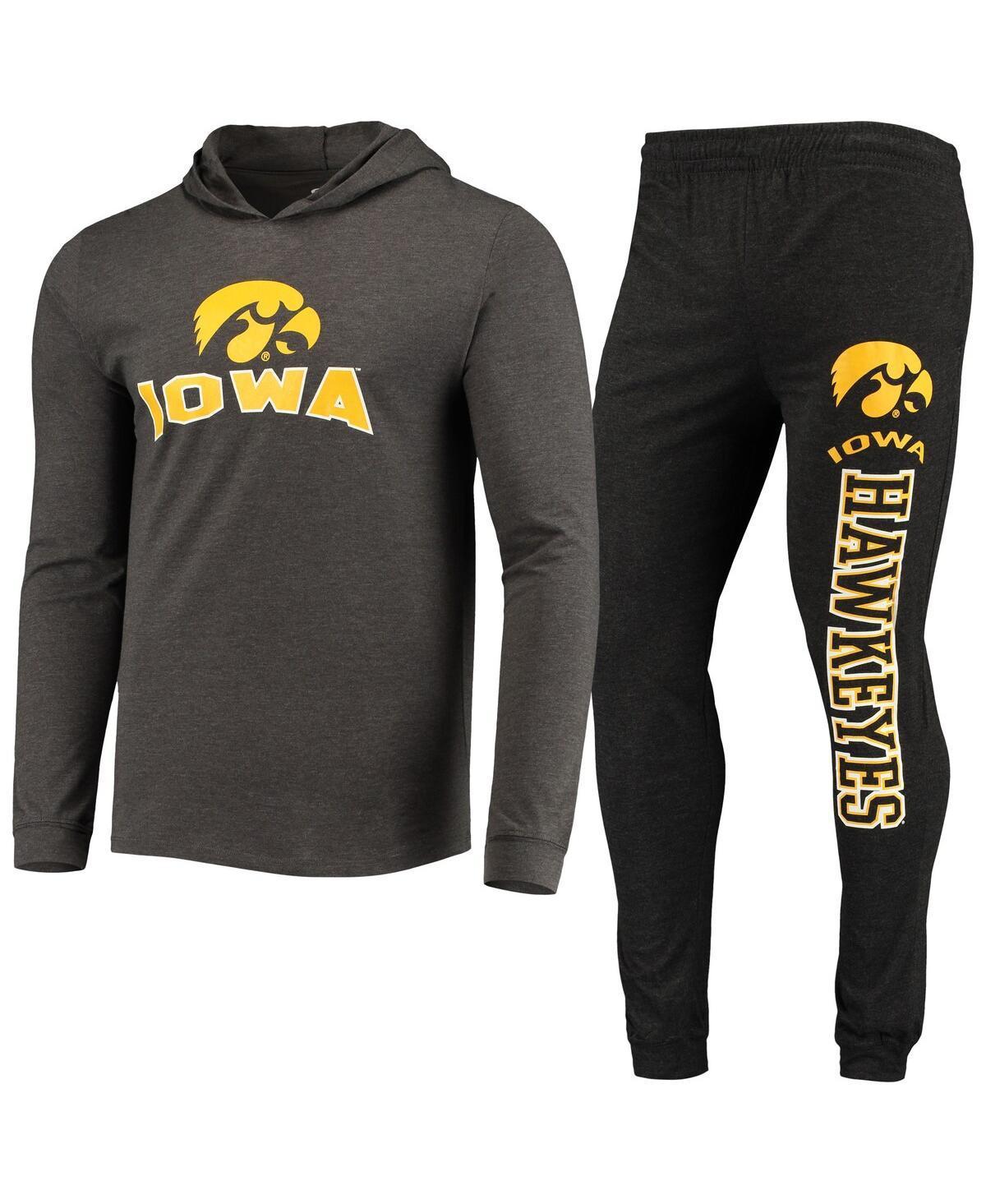 Mens Concepts Sport Black/Heather Charcoal Iowa Hawkeyes Meter Long Sleeve Hoodie T-Shirt & Jogger Pajama Set Product Image