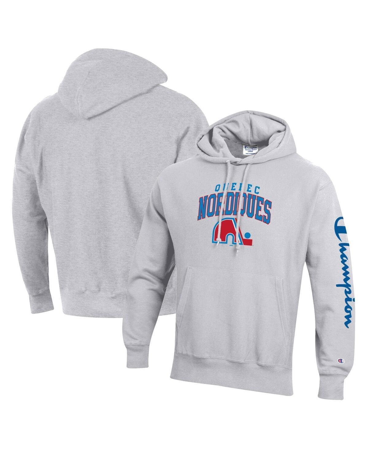 Mens Champion Heather Gray Quebec Nordiques Reverse Weave Pullover Hoodie Product Image