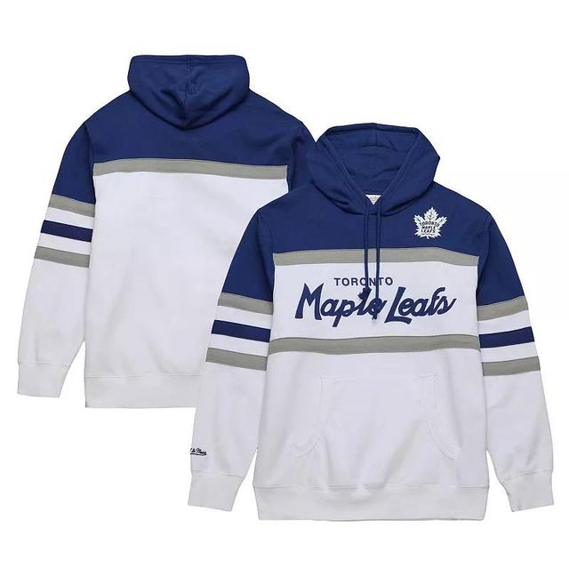 Mens Mitchell & Ness White/Blue Toronto Maple Leafs Head Coach Pullover Hoodie Product Image