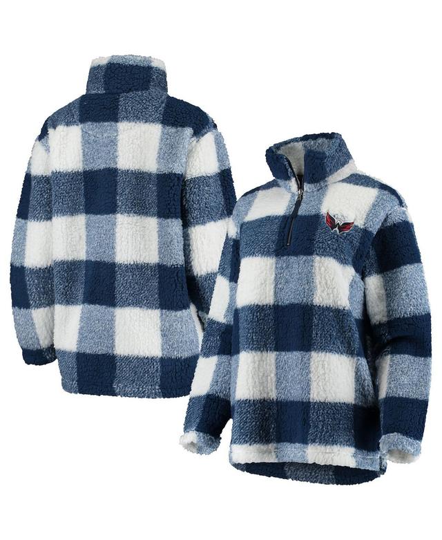 Womens G-III 4Her by Carl Banks /White Washington Capitals Plaid Sherpa Quarter-Zip Jacket Blue Product Image