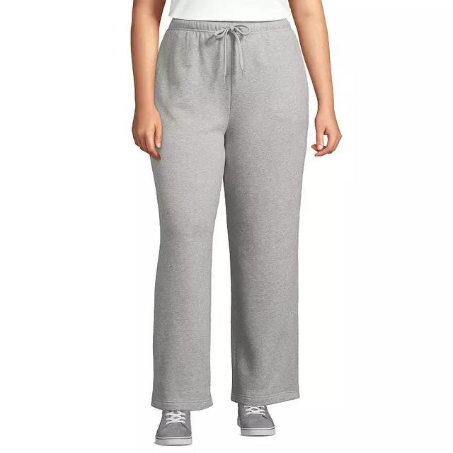 Plus Size Lands End Fleece High-Rise Relaxed Straight Leg Pants, Womens Gray Grey Product Image