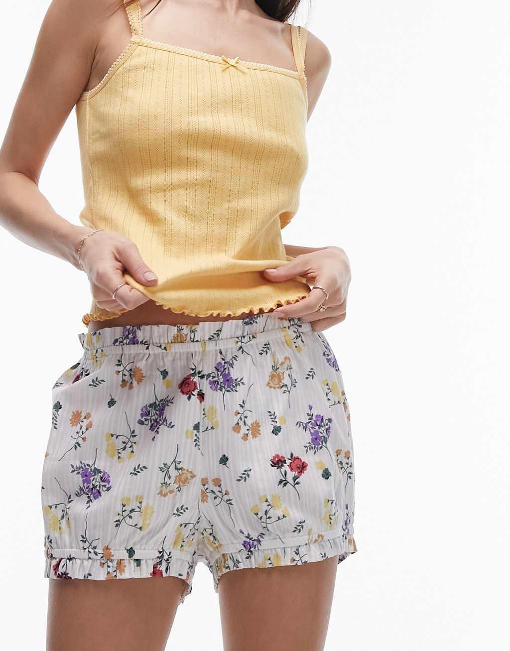 Topshop floral bloomer short in white Product Image