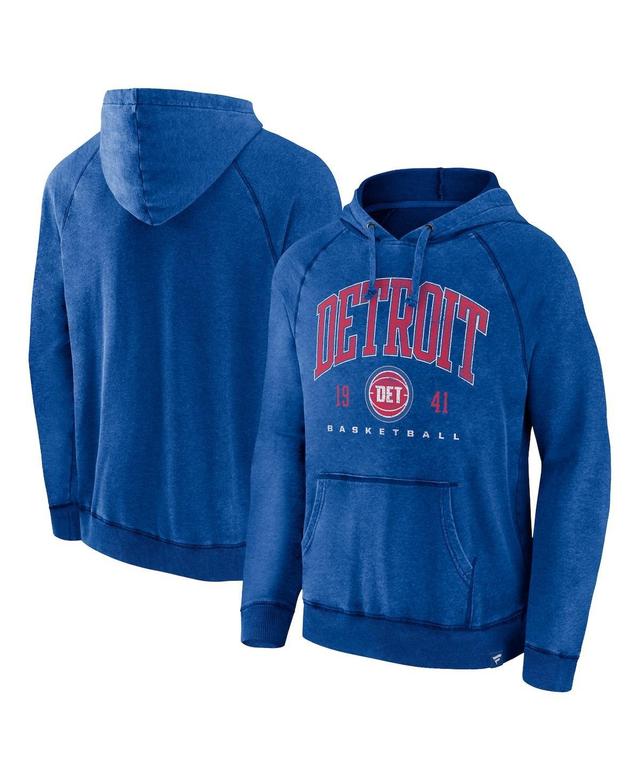 Mens Fanatics Heather Blue Distressed Detroit Pistons Foul Trouble Snow Wash Raglan Pullover Hoodie Product Image