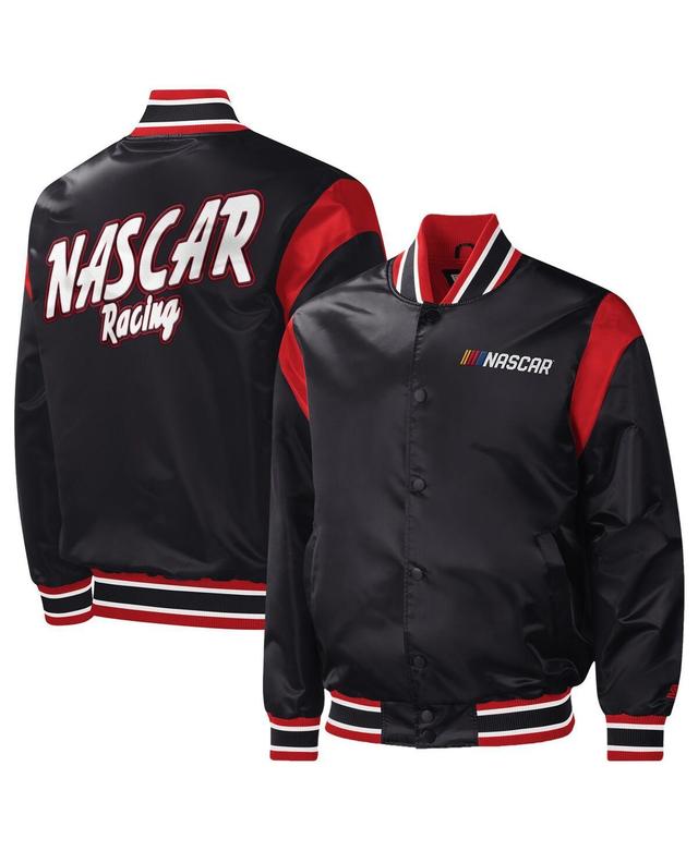 Mens Starter Black Nascar Force Play Full-Snap Varsity Jacket Product Image