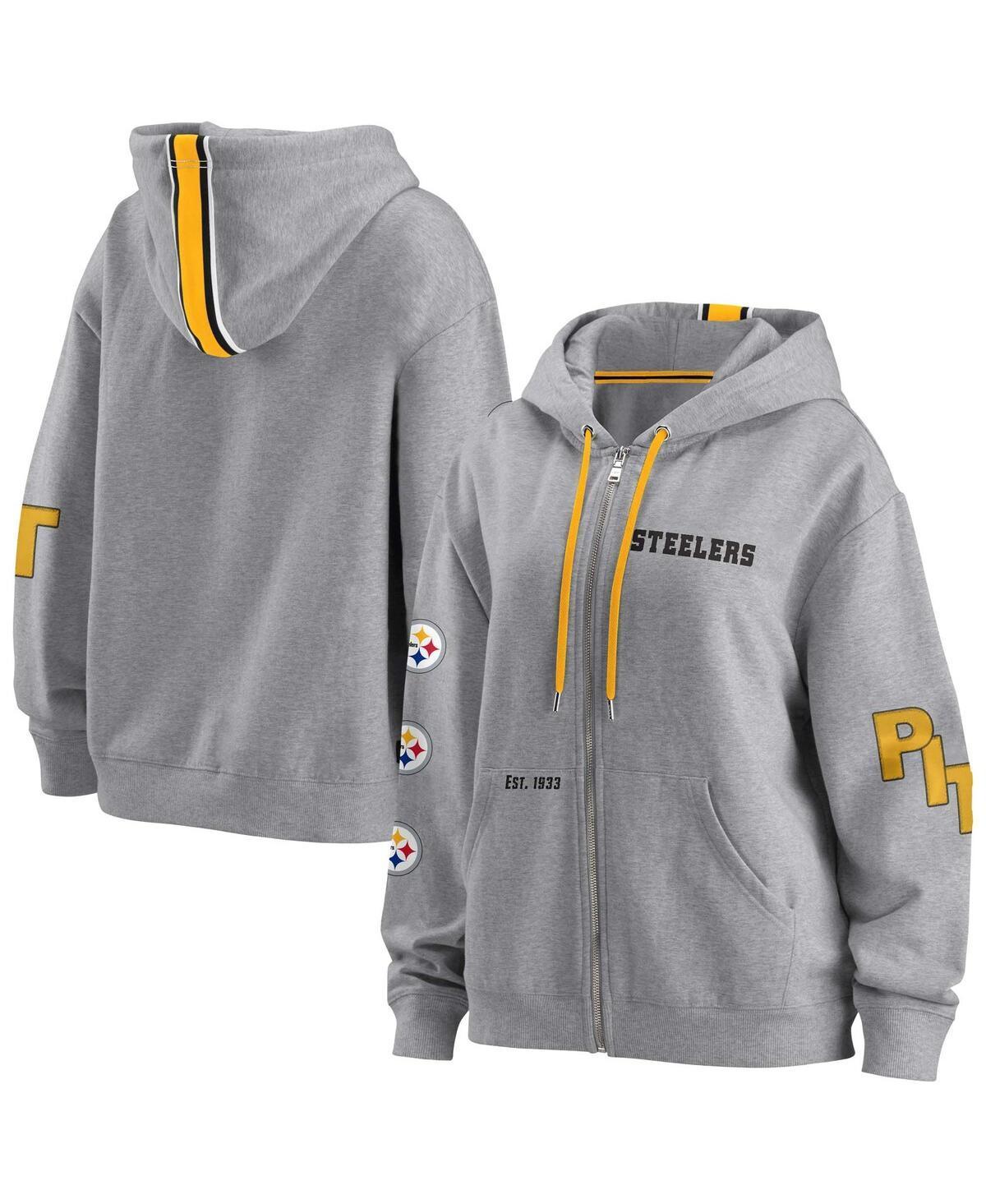 Womens Wear by Erin Andrews Gray Pittsburgh Steelers Full-Zip Hoodie Product Image