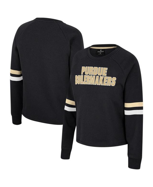 Womens Colosseum Black Purdue Boilermakers Talent Competition Raglan Pullover Sweatshirt Product Image