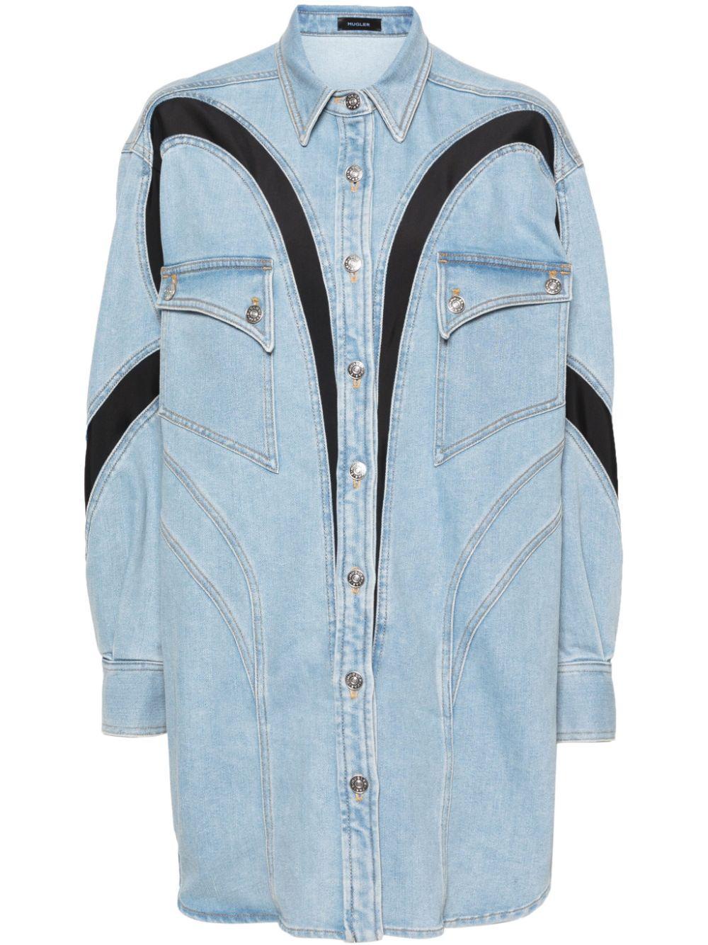 MUGLER Panelled Denim Jacket In Blue Product Image