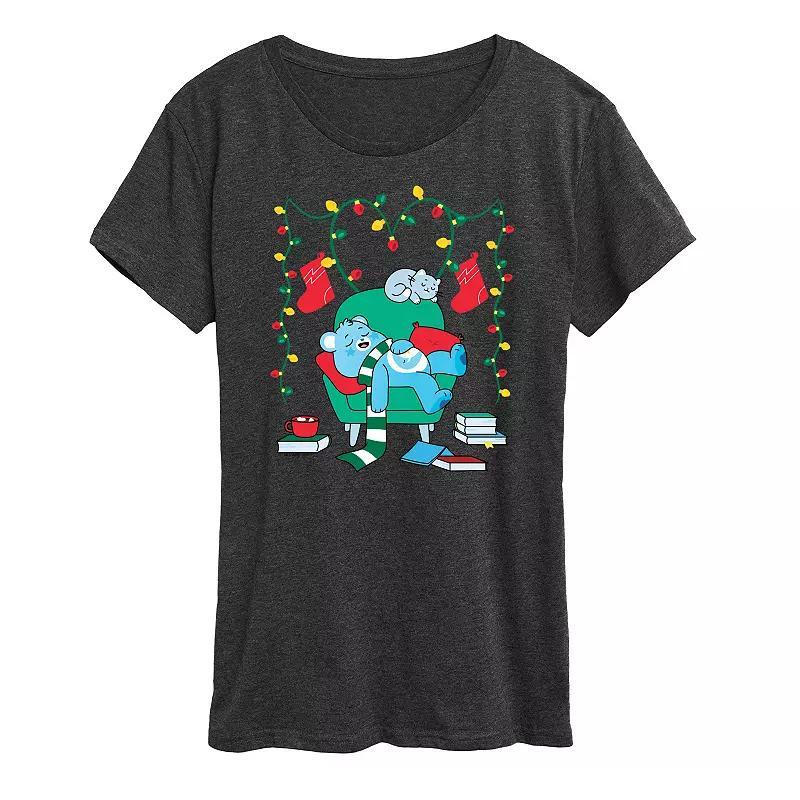 Womens Care Bears Cozy Christmas Graphic Tee, Girls Heather Grey Product Image