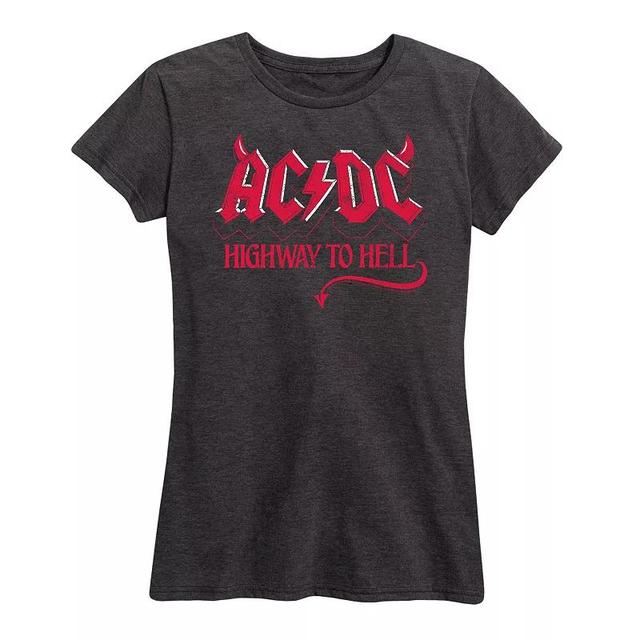 Womens ACDC Highway To Hell Graphic Tee, Girls Grey Gray Product Image