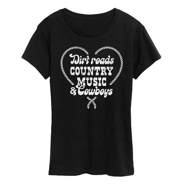 Womens Dirt Roads Country Music Cowboys Graphic Tee Product Image