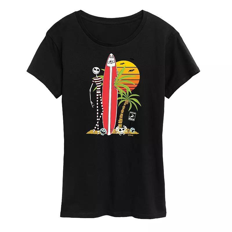 Disneys Nightmare Before Christmas Jack Skellington Womens Surfboard Graphic Tee Product Image