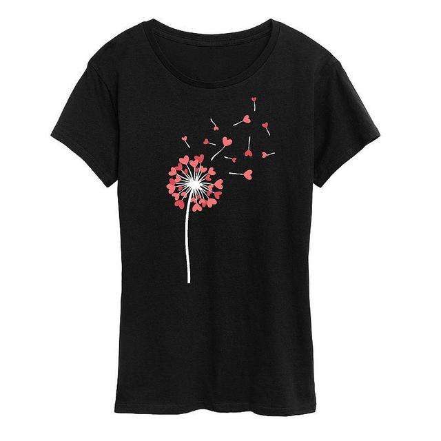 Womens Dandelion Hearts Graphic Tee Dark Grey Product Image