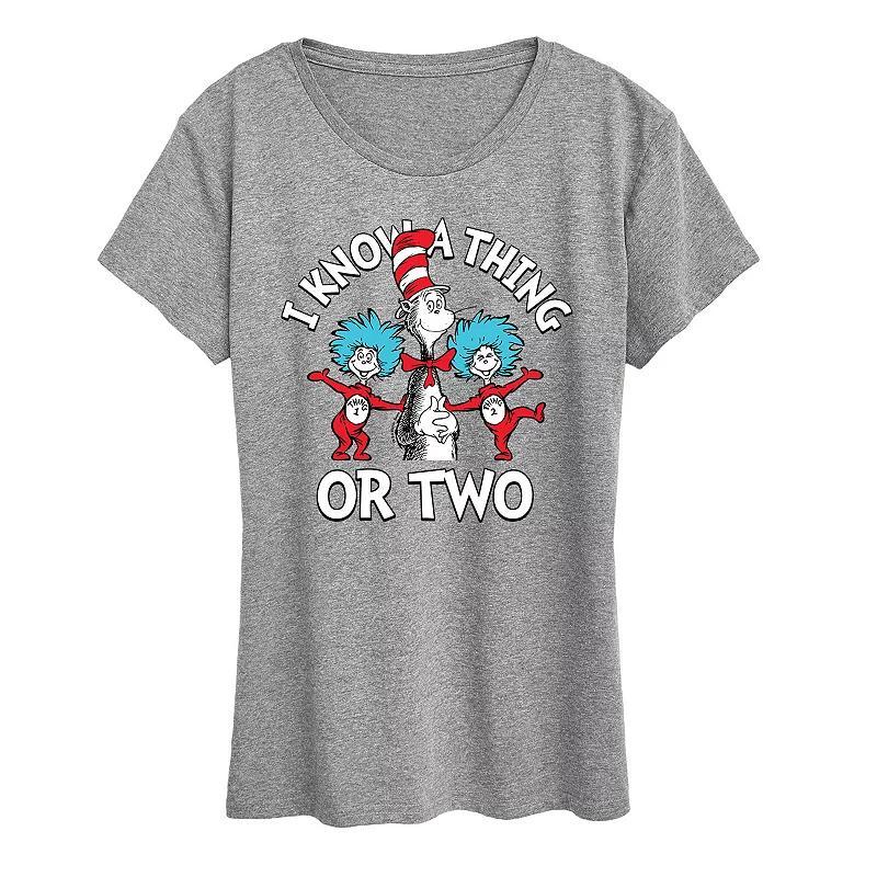 Womens Dr. Seuss I Know A Thing Or Two Graphic Tee, Girls Grey Gray Product Image