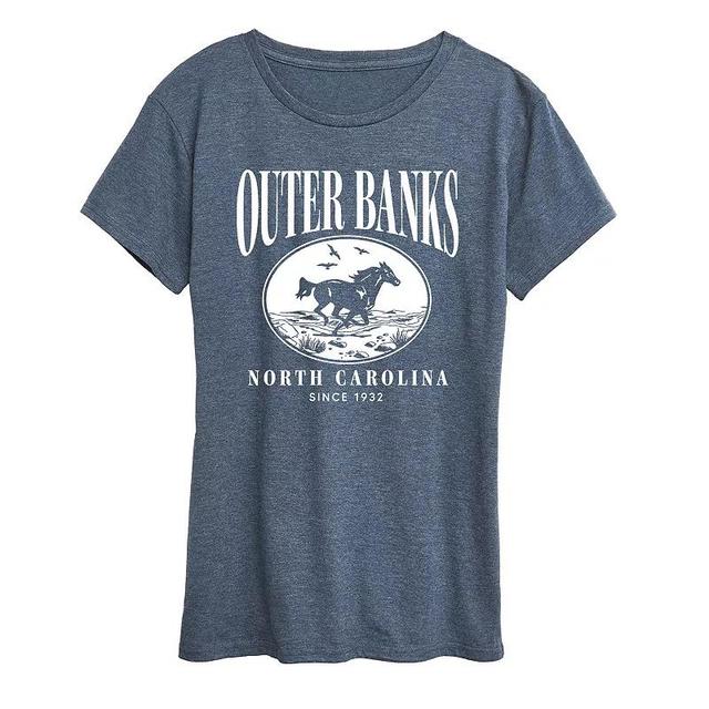 Womens Outer Banks Running Horse Graphic Tee Grey Blue Product Image