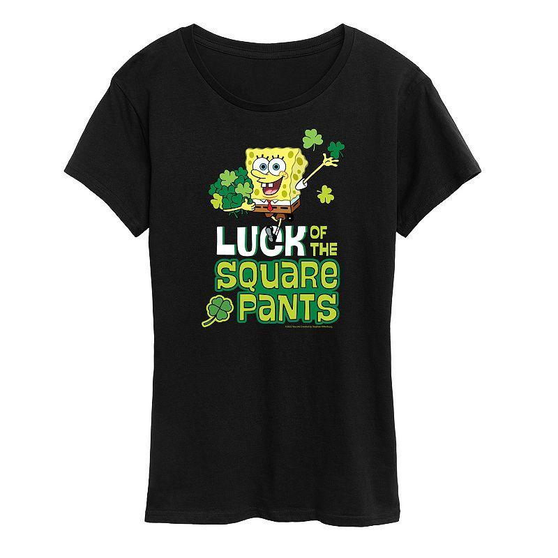 Womens SpongeBob SquarePants Luck Of The Square Pants Graphic Tee Grey Gray Product Image