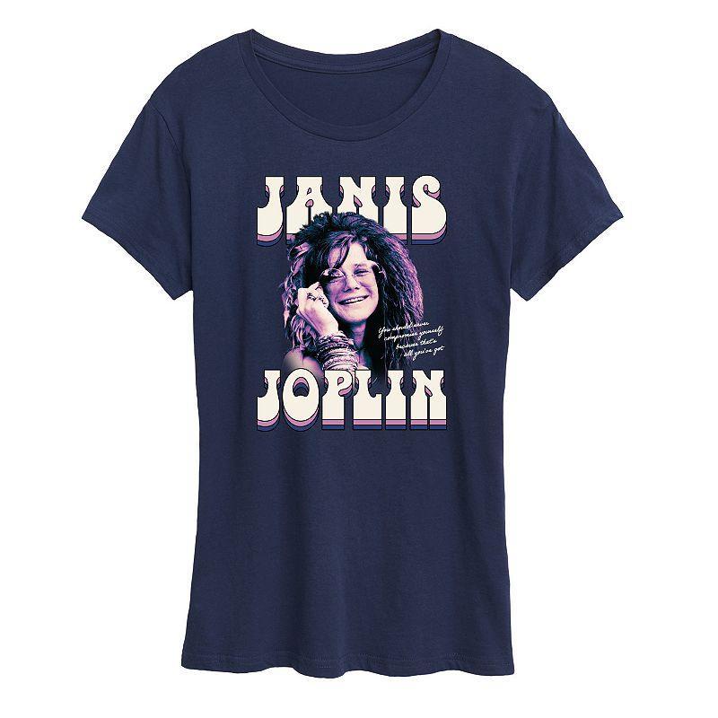 Womens Janis Joplin Never Compromise Graphic Tee Blue Product Image