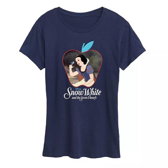 Disneys Snow White Womens Apple Graphic Tee Grey Blue Product Image