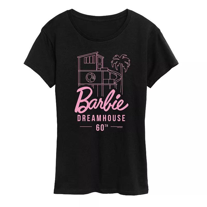 Womens Barbie Dreamhouse 60th Graphic Tee, Girls Grey Blue Product Image