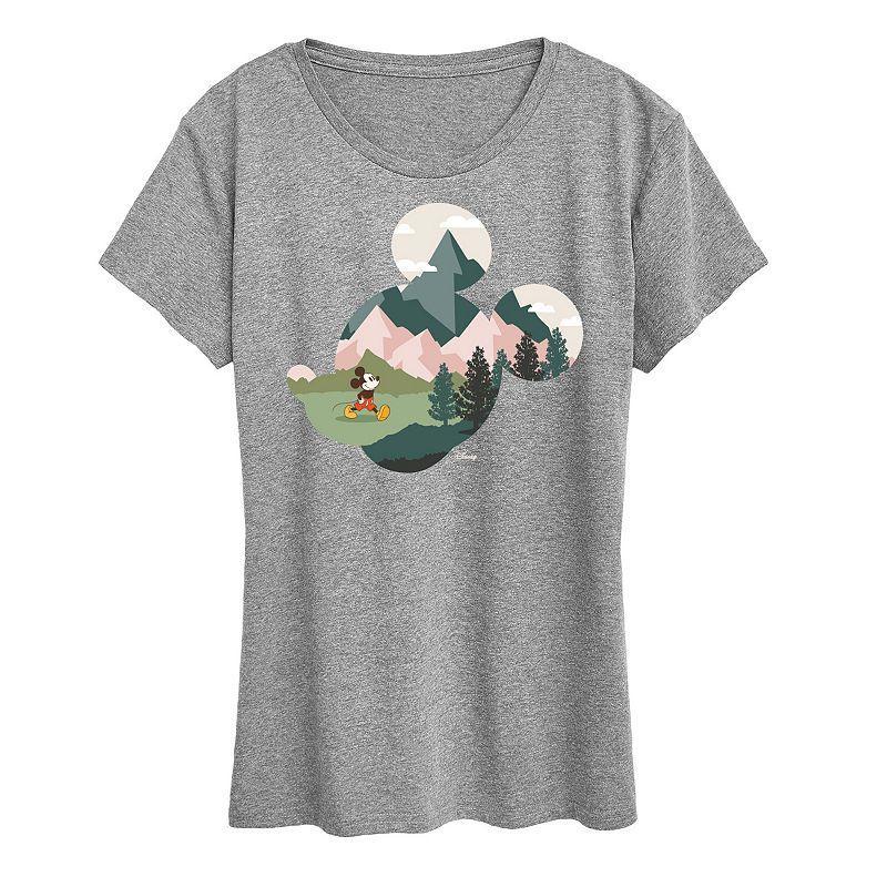 Disneys Mickey Mouse Womens Nature Fill Graphic Tee Grey Gray Product Image