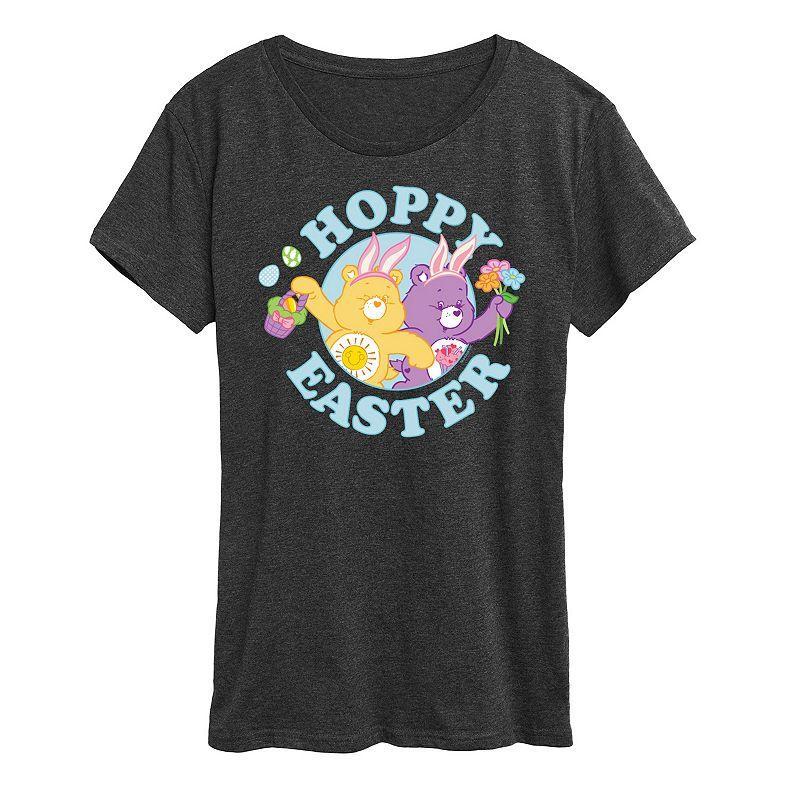 Womens Care Bears Hoppy Easter Graphic Tee Grey Royal Blue Product Image