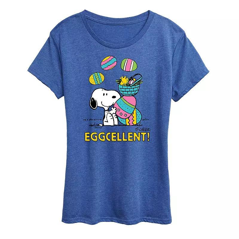 Womens Peanuts Snoopy & Woodstock Eggcellent Graphic Tee Med Grey Product Image