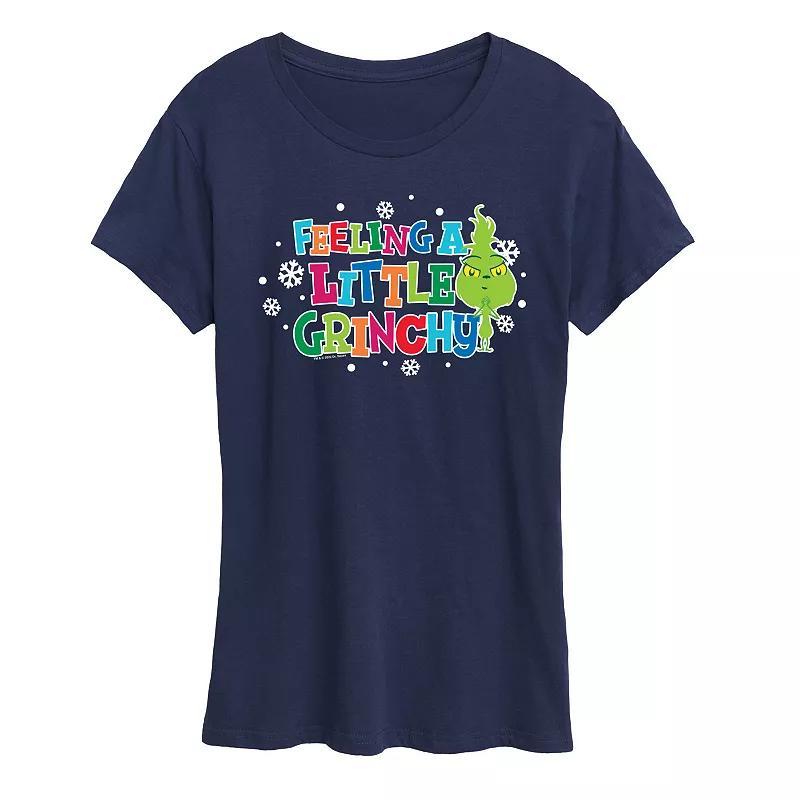 Womens Dr. Seuss Little Grinch A Little Grinchy Graphic Tee, Girls Grey Blue Product Image