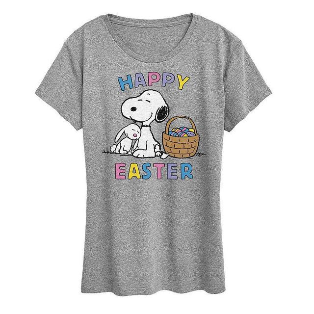 Womens Peanuts Snoopy Happy Easter Graphic Tee Graphic Tee Grey Gray Product Image